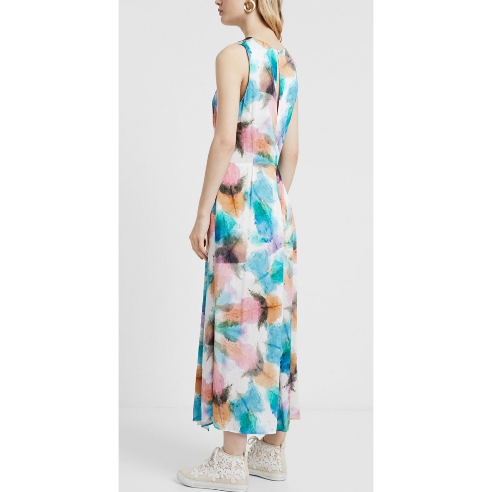 Desigual Long Faded Floral Watercolor Maxi Dress Size 8 Color White Multi NWT - Picture 4 of 15